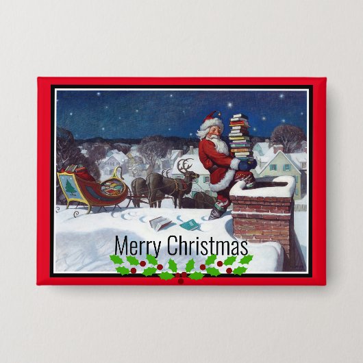 Weihnachtsbücher zu Weihnachten Button (Vorderseite)