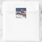 Weihnachtsbücher zu Weihnachten, Quadratischer Aufkleber (Tasche)