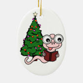 Weihnachtsbücherwurm-Verzierung Keramikornament (Hinten)