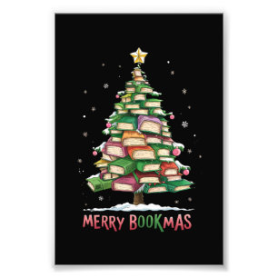 Weihnachtsbuchliebhaber Baum Bibliothekar Frohe Bu Fotodruck