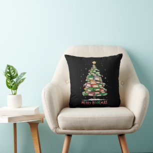 Weihnachtsbuchliebhaber Baum Bibliothekar Frohe Bu Kissen