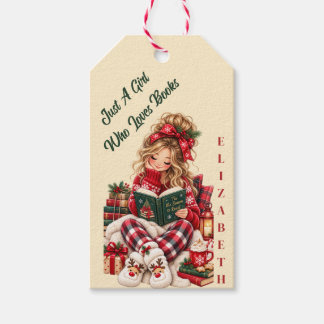 Weihnachtsbuchliebhaber mit eigenem Namen Geschenkanhänger