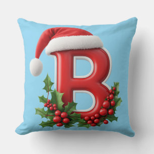 Weihnachtsbuchstabe B verziert mit Santa-Hut Kissen
