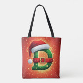 Weihnachtsbuchstabe D mit Immergrün-Christmas-Deta Tasche (Rückseite)