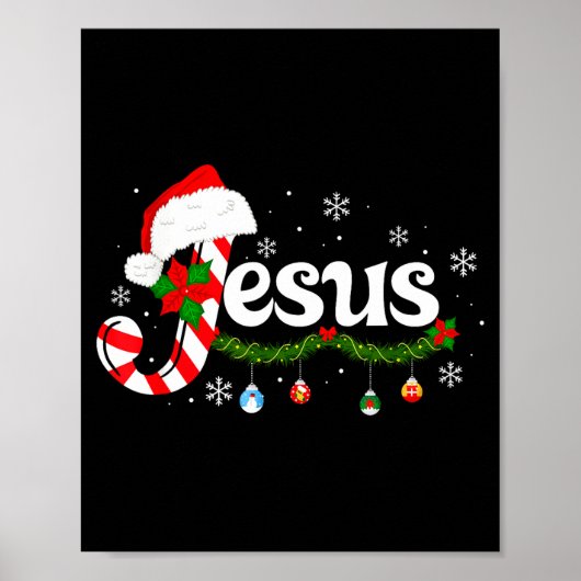 Weihnachtsbuchstabe J für Jesus Christlicher Zucke Poster (Vorne)