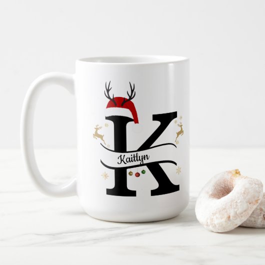 Weihnachtsbuchstabe K Alphabet Kaffeetasse (Mit Donut)
