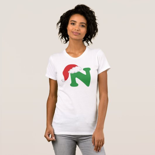 Weihnachtsbuchstabe- Nalphabet T-Shirt (Vorne ganz)
