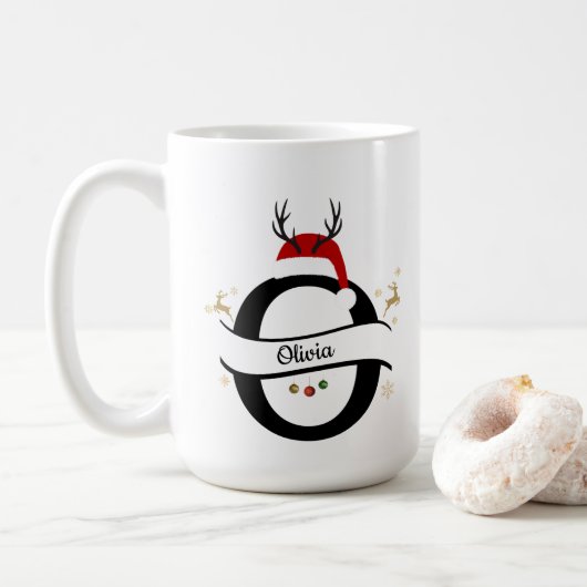 Weihnachtsbuchstabe O Alphabet  Kaffeetasse (Mit Donut)