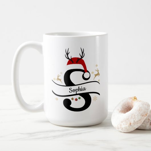 Weihnachtsbuchstabe S Alphabet Kaffeetasse (Mit Donut)