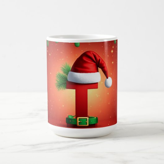 Weihnachtsbuchstabe T Für Feiertagsgeschenke Kaffeetasse (Mittel)