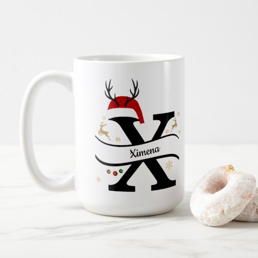 Weihnachtsbuchstabe X Alphabet Kaffeetasse (Mit Donut)