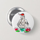 WeihnachtsBuddha zeichnend Button (Vorne & Hinten)