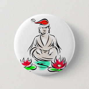 WeihnachtsBuddha zeichnend Button