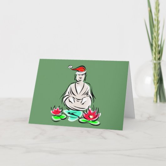 WeihnachtsBuddha zeichnend Feiertagskarte (Vorderseite)