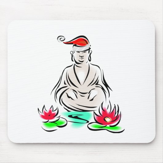 Weihnachtsbuddhazeichnen Mousepad (Vorne)