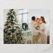 Weihnachtsbudget botanische, elegante Jungfrau Folien Feiertagspostkarte (Vorderseite)