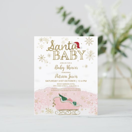 Weihnachtsbudget Kinderdusche Einladung (Stehend Vorderseite)