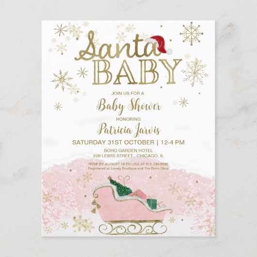 Weihnachtsbudget Kinderdusche Einladung (Vorderseite)