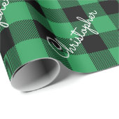 Weihnachtsbüffalo Karierter Individuelle Name Rust Geschenkpapier (Rolleneckpunkt)