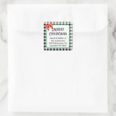 Weihnachtsbüffalo Karo Muster Adressenaufkleber Quadratischer Aufkleber (Tasche)