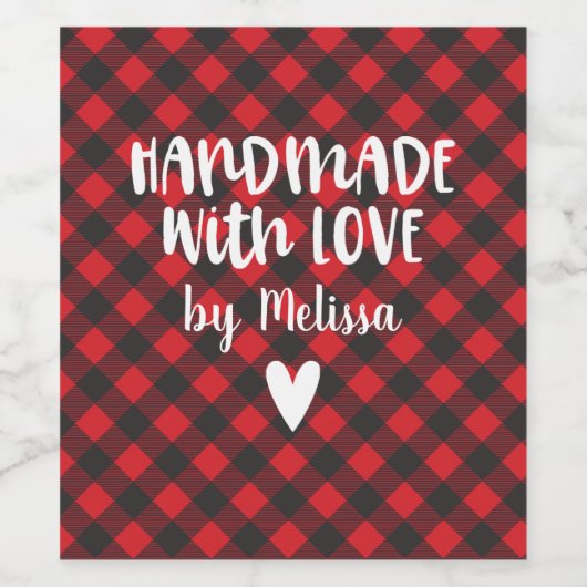 Weihnachtsbüffel Kariert handgemacht mit Liebe Weinetikett (Einzelnes Label)