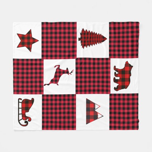 Weihnachtsbüffel-karierte Decke (Vorderseite (Horizontal))