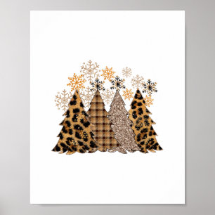 Weihnachtsbüffel karierte Weihnachtsbäume leopard  Poster