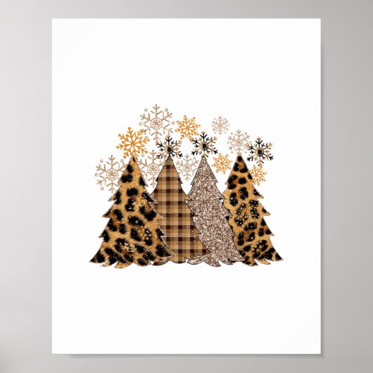 Weihnachtsbüffel karierte Weihnachtsbäume leopard Poster (Vorne)