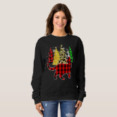 Weihnachtsbüffel-Karo-Katzenbaum-Leoparden-Pyjama Sweatshirt (Vorne ganz)