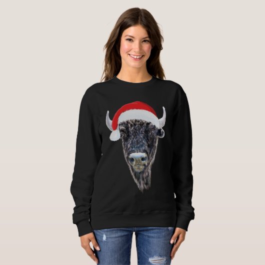 Weihnachtsbüffel mit einer festlichen Weihnachtsma Sweatshirt (Vorne ganz)