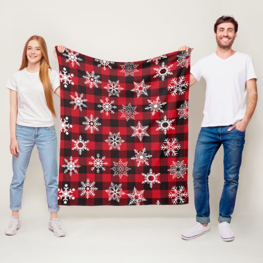Weihnachtsbüffel Rote Schneeflocken kariertes Must Fleecedecke (Beispiel)