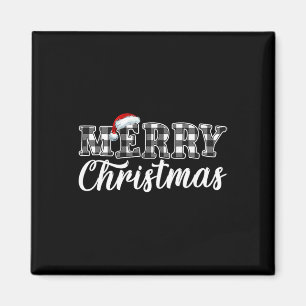Weihnachtsbüffel Schwarz und Weiß Kariert für Männ Magnet