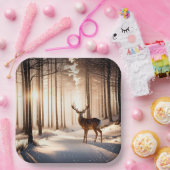 Weihnachtsbühne im Winterwald Pappteller (Party)