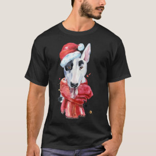 Weihnachtsbull Terrier Hund Hand Wasserfarbe gezei T-Shirt