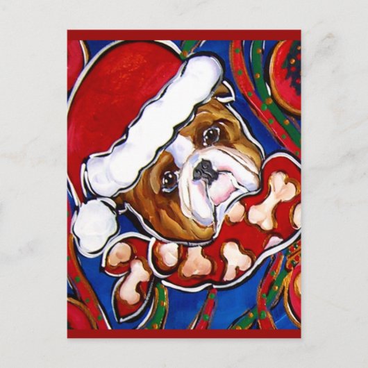Weihnachtsbulldog Feiertagspostkarte (Vorderseite)