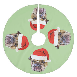 Weihnachtsbulldoggen-Baumrock Polyester Weihnachtsbaumdecke