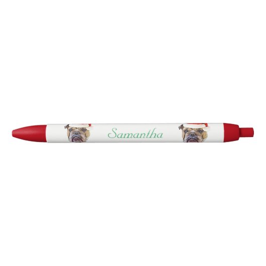 Weihnachtsbulldoggen-Hundepersonalisierter Stift (Vorderseite)