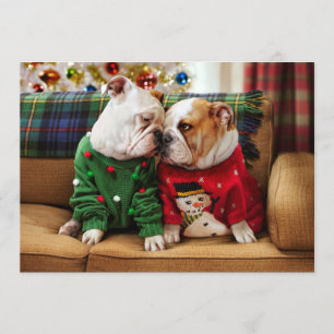 Weihnachtsbulldoggen in Pullovern Einladung