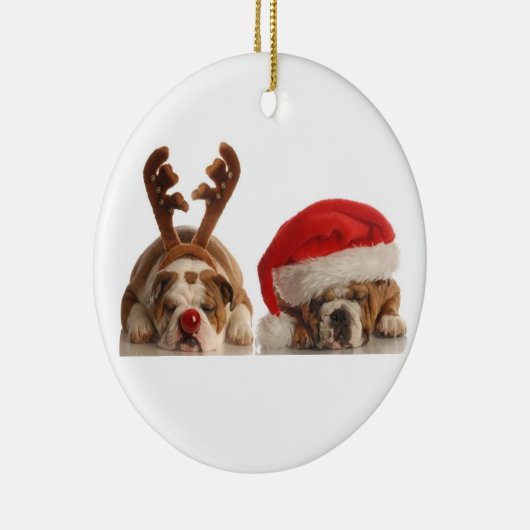 Weihnachtsbulldoggen-Verzierung Keramik Ornament (Rechts)