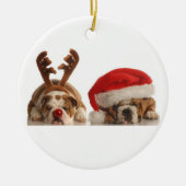 Weihnachtsbulldoggen-Verzierung Keramik Ornament (Vorne)