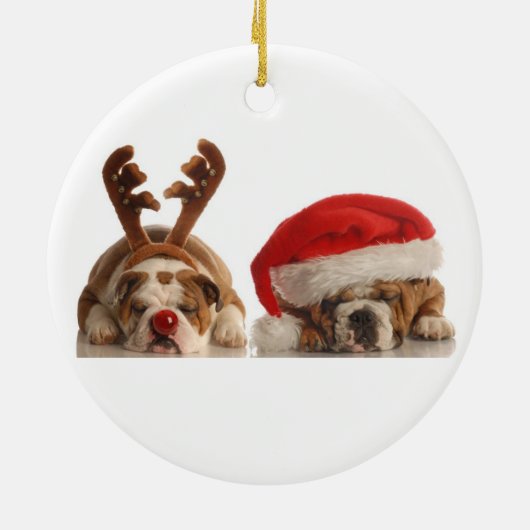 Weihnachtsbulldoggen-Verzierung Keramik Ornament (Hinten)