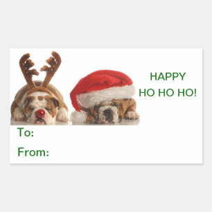 Weihnachtsbulldogs Geschenkaufkleber Rechteckiger Aufkleber