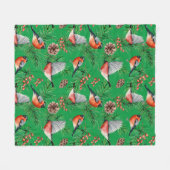 Weihnachtsbullfinch Fleecedecke (Vorderseite (Horizontal))