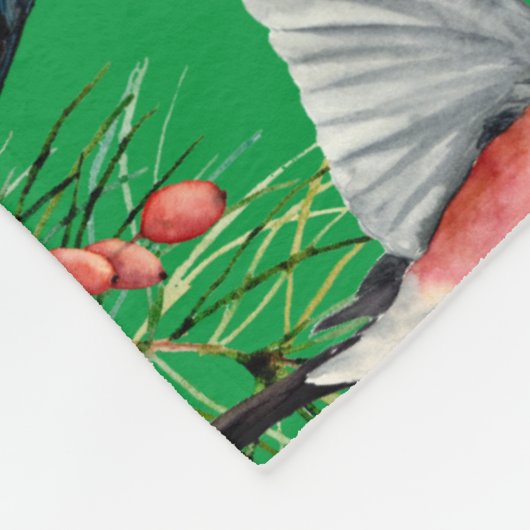 Weihnachtsbullfinch Fleecedecke (Ecke)