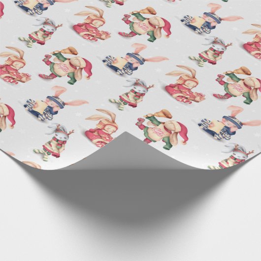 Weihnachtsbunnies Feiertag Geschenkpapier (Ecke)