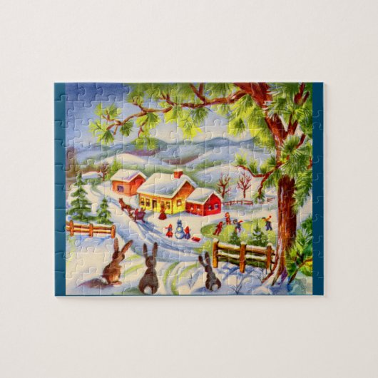 Weihnachtsbunnies sehen Weihnachten Puzzle (Horizontal)