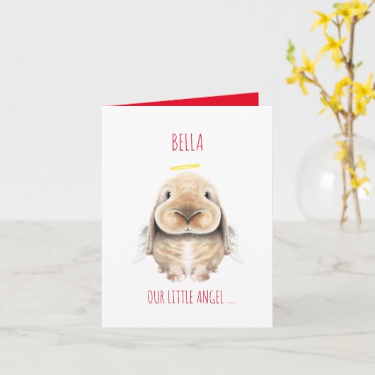Weihnachtsbunny Engel, Personalisierte Weihnachtsk Karte (Gelbe Blume)