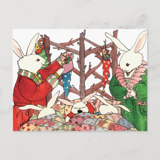 Weihnachtsbunny Feiertagspostkarte (Vorderseite)