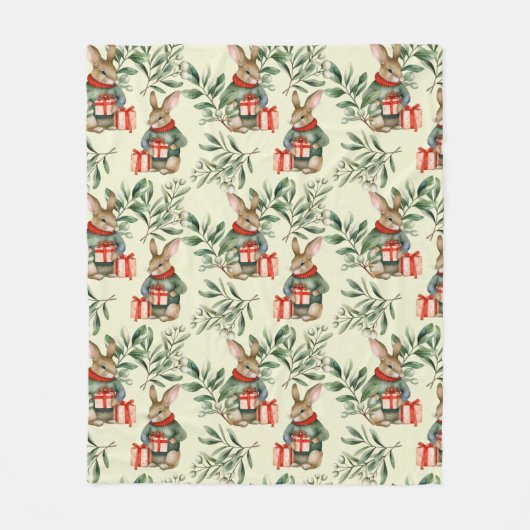 Weihnachtsbunny Fleecedecke (Vorderseite)