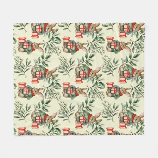 Weihnachtsbunny Fleecedecke (Vorderseite (Horizontal))